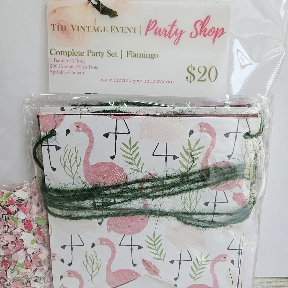 Flamingo Pink and Green Party Decorations Set